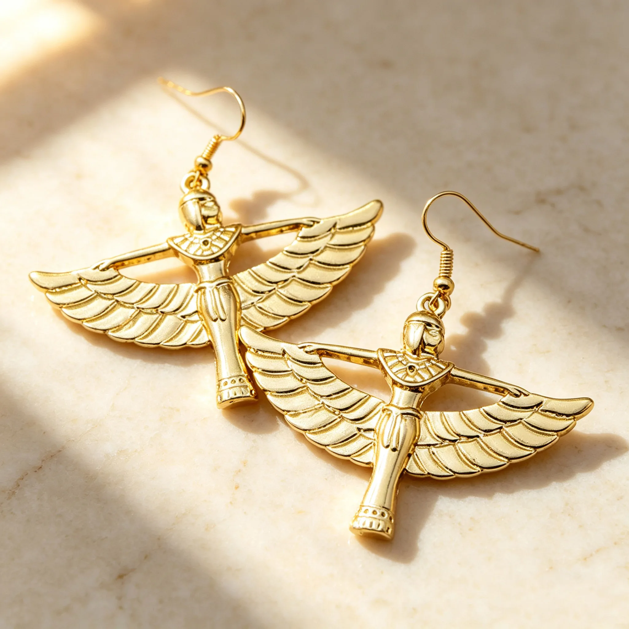 Vintage Gold Color Women Earring Ancient Egyptian Queen Cross Snake Ear Pendant Hoop Eardrop Amulet Jewelry Drop Dangle Earrings