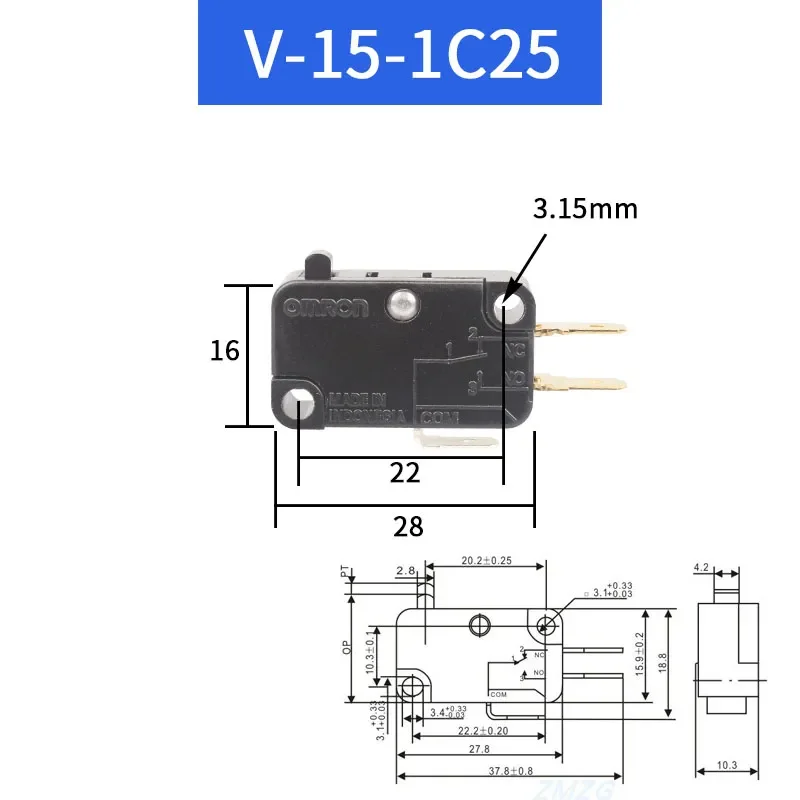 Przełącznik podróży mikro przełącznik wyłącznik krańcowy V-15 V-152 V-153 V-154 V-155 V-156-1c25 10 a250v