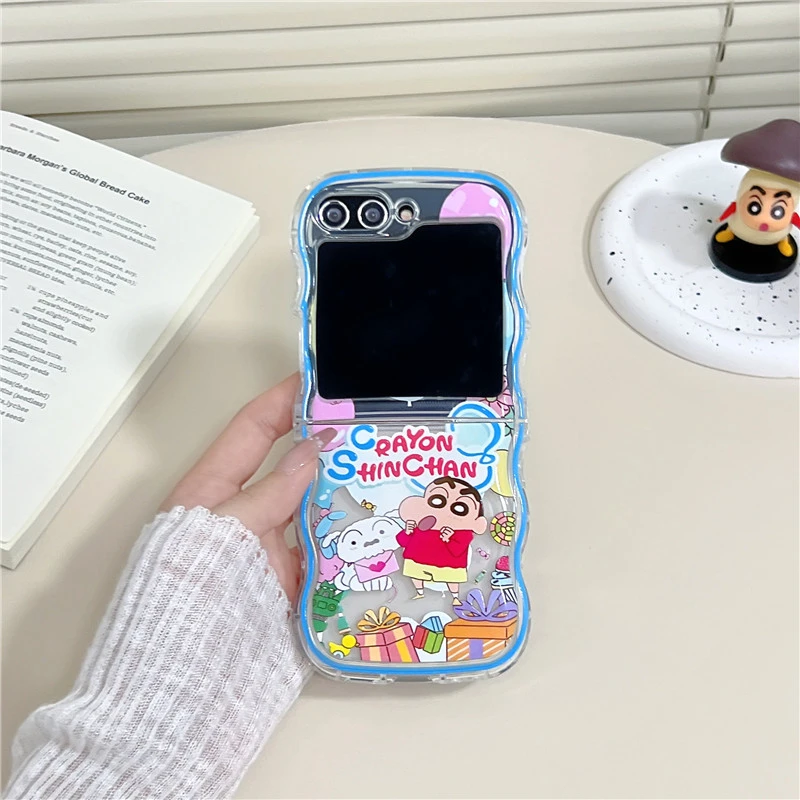 Cute Cartoon Japan Anime Crayon Shin chan Phone Case For Samsung Galaxy Z Flip 7 6 5 Case Soft TPU Back Cover For Z Flip 3 4