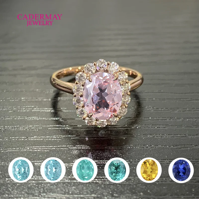 Customized Jewelry 925 Silver 7x9mm Oval Shape Pink/Blue Lab Grown Gemstones Paraiba YAG Wedding Engagement Ring For Women Gift