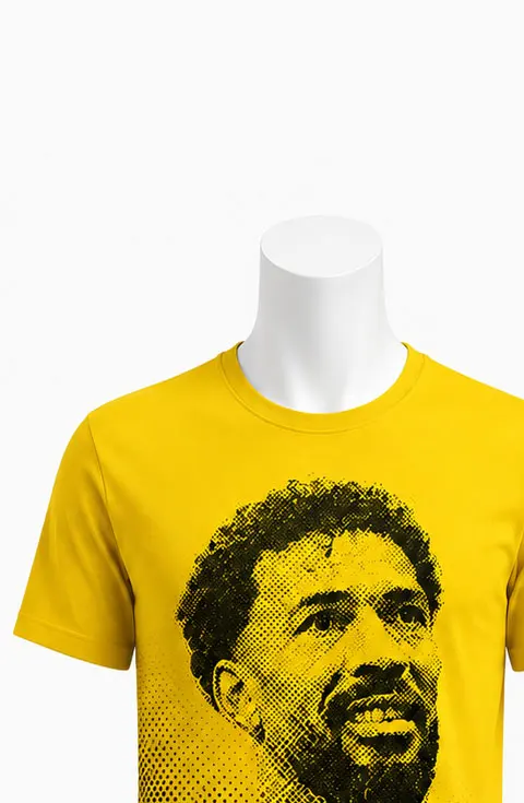 Unisex Vozinha #1 Retro Portrait Soccer Jersey Yellow Halftone Graphic Short Sleeve Breathable Brazilian Football Fan T-Shirt