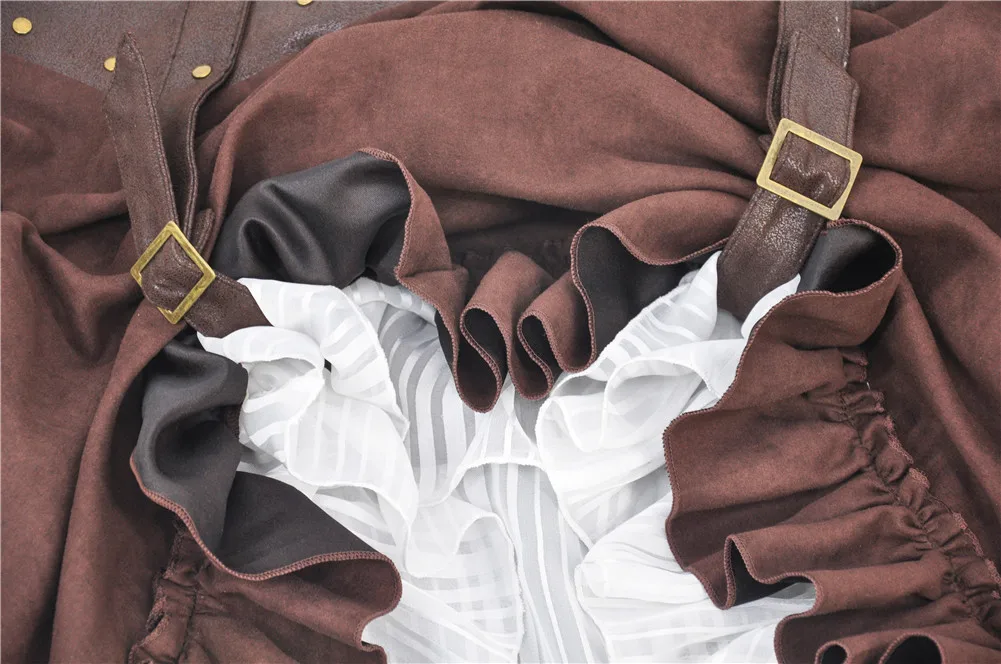 New medieval retro half body steampunk Halloween Renaissance corset irregular half skirt stage performance costume set