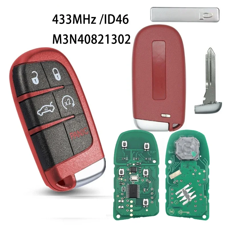 Replacement 5 Buttons Smart Remote Key M3N40821302 Fob 433MHz For Jeep Grand Cherokee 2013-2018 Dodge Journey Challenge