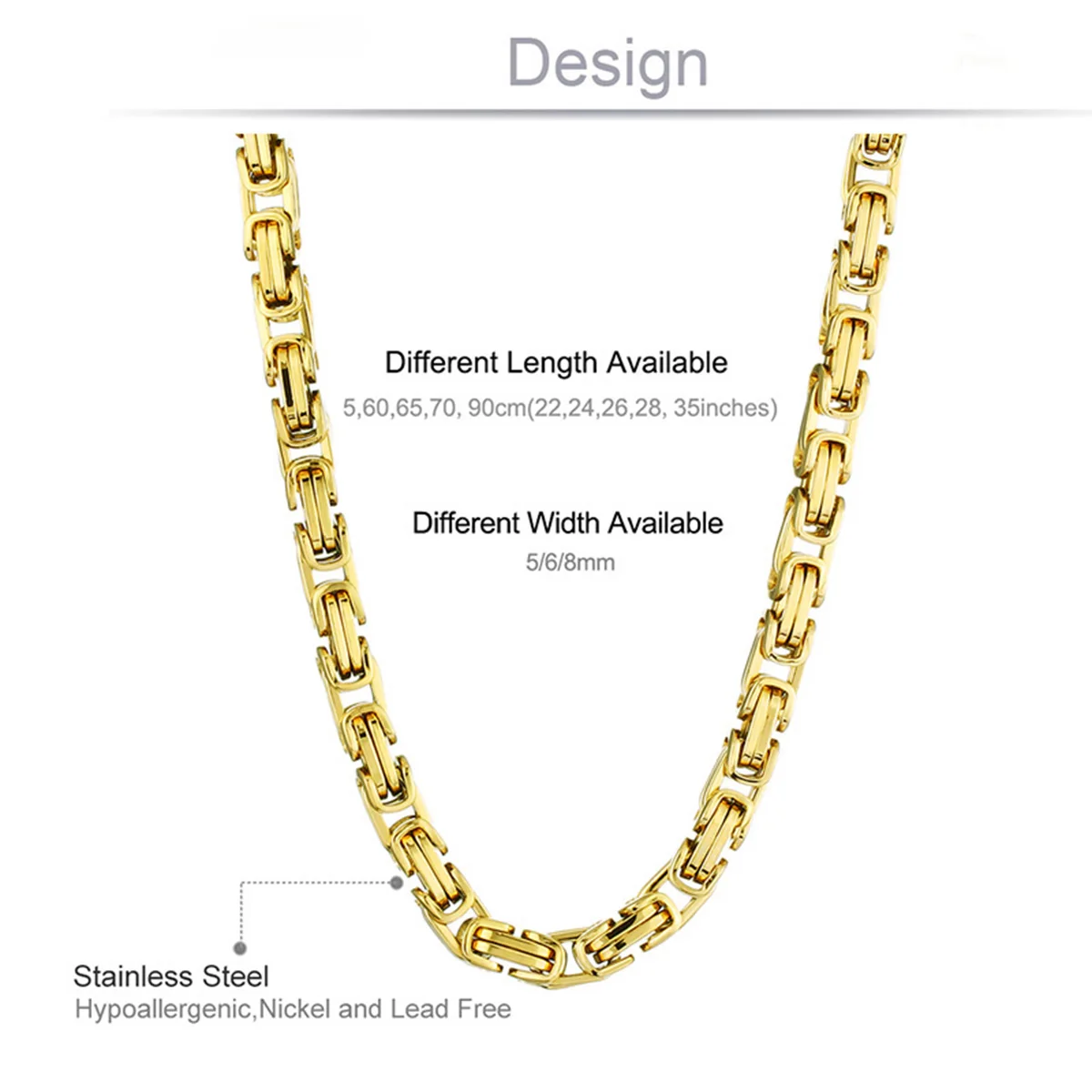 Schwere byzantinische lange Kette Halsketten Edelstahl starke dicke Gliederkette Halskette Hip Hop Punk männlichen Schmuck für Männer Rapper – Detail 1