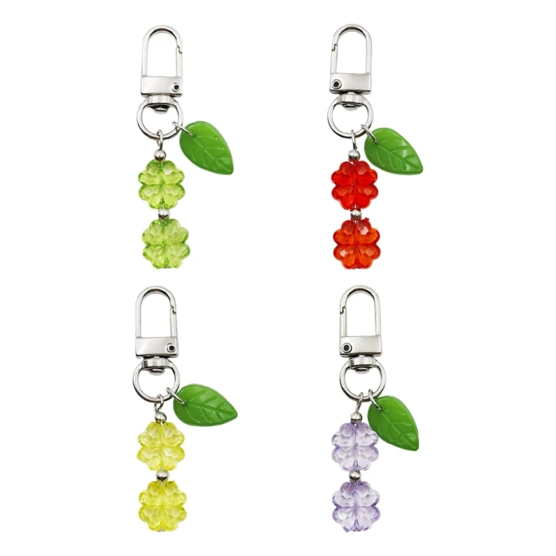 Sweet Acrylic Four Leaf Keychain Pendant Fashion Lovely Hangings Ornament Keyring Backpack Decoration Charm Jewelry