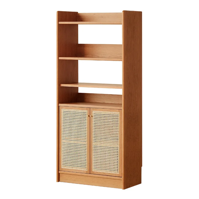 

Living room bookshelf rattan storage rack, display rack and locker integrated