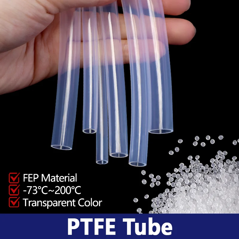 ID 0.8-10mm PTFE Tube Transparent FEP Insulation 1-10m Heat Resistant Pipe for 3D Printer Extruder J-head Bowden Hotend Parts