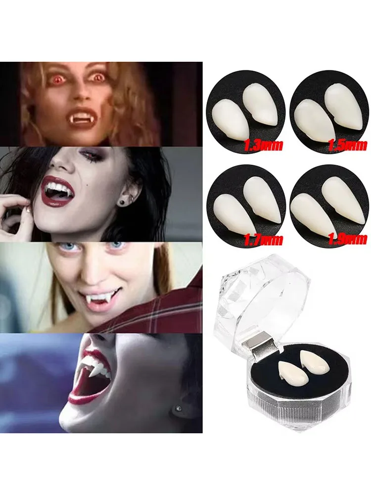 1-4 pièces Halloween décoration Vampire dents crocs prothèses accessoires Halloween Cosplay accessoire faux crocs avec colle solide Halloween accessoire