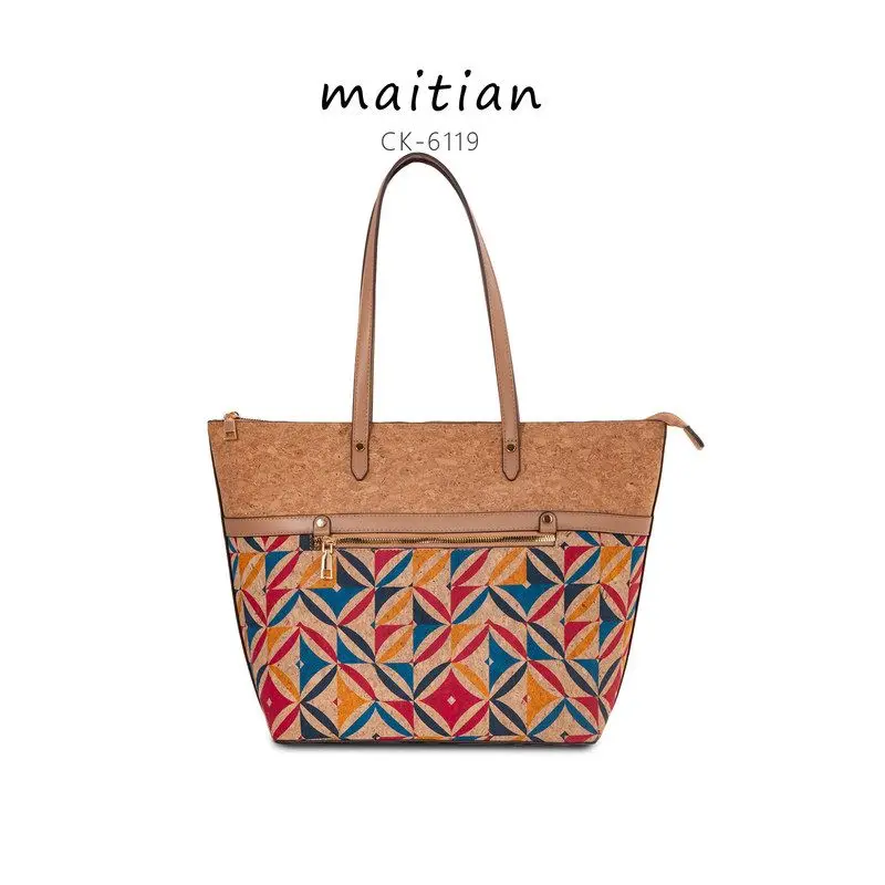 sac-fourre-tout-grande-capacite-en-liege-et-ecorce-d'arbre-patchwork-sac-a-main-de-banlieue-sac-a-bandouliere-style-zippe-en-polyester-pour-usage-quotidien