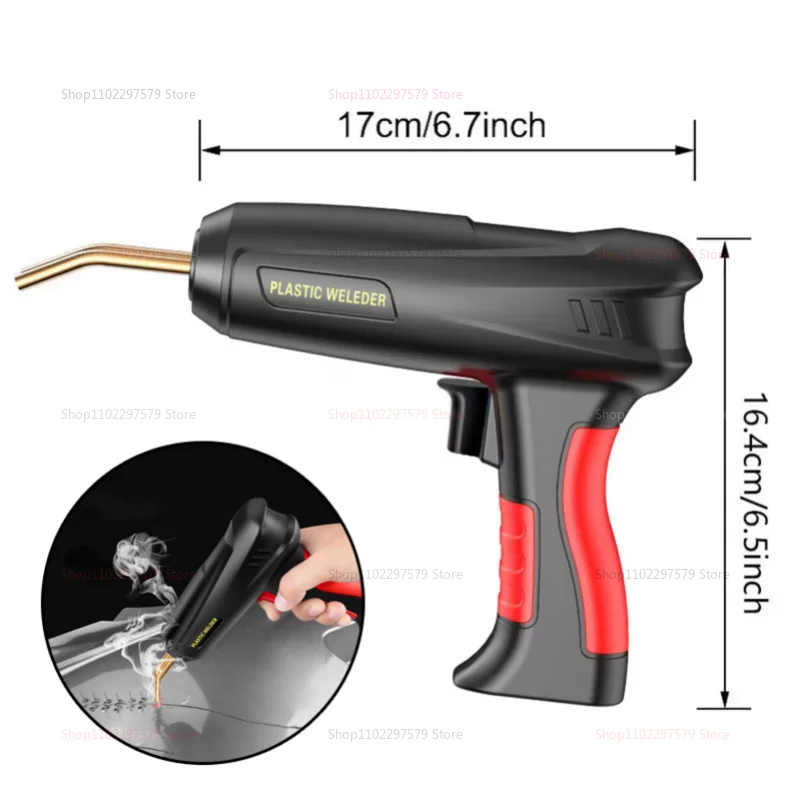 เครื่องเชื่อมพลาสติกแบบร้อน 200 วัตต์ ชุดซ่อมกันชนรถยนต์ 2 in 1 ปืนเชื่อมพลาสติกพร้อมตะปูเชื่อมสำหรับซ่อมรอยแตก