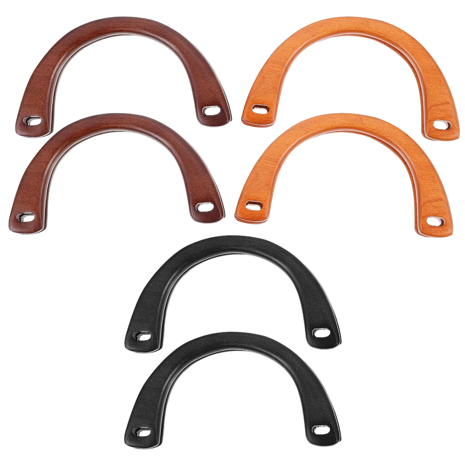 

6Pcs Wooden Handbag Handle Smooth Safe Craftsmanship Comfortable Touch Fresh Wood Color Bag DIY Replacement Accessory Purse