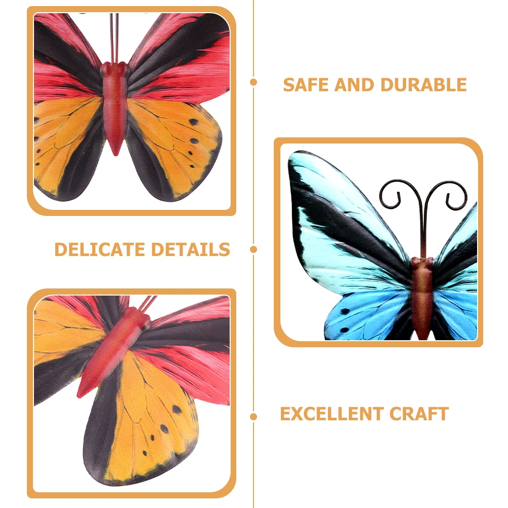 

2pcs Iron Butterflies Hanging Decor Premium Metal 3D Wall Sculptures Durable Decorative Hanging For Bedroom Garden Outdoor Home