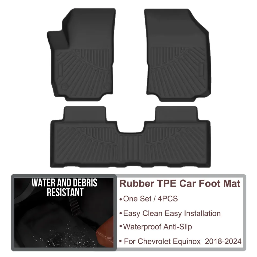 

TPE All-Weather Easy Clean Floor Mats For Chevrolet Equinox 2018-2024 Car Interior Footboard Pad Rubber Waterproof Foot Mat
