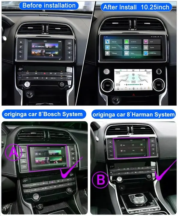 Dual System Android Car Radio Multimedia Player For Jaguar XE, XF, XFL Stereo 2016-2019 GPS Navigation, Carplay, WIFI, Main Unit