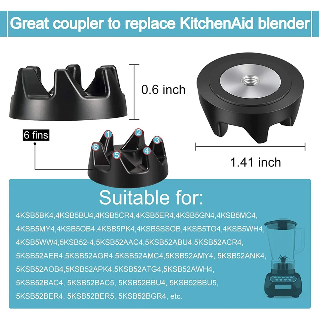 5 Stück 9704230   Mixer-Ersatzteile, Mixer-Kupplungszubehör, Gummi-Zahnradkupplung