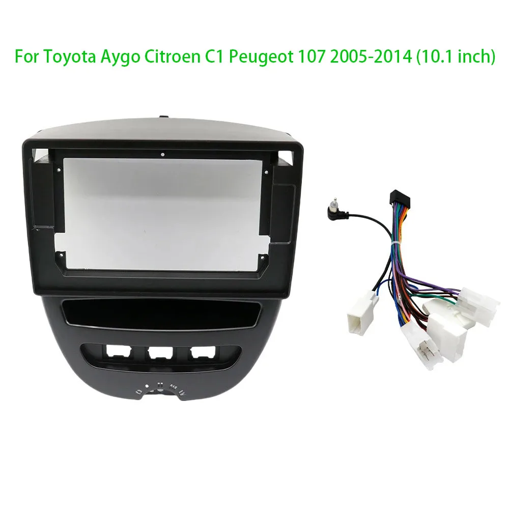 Cadre de lecteur DVD d'autoradio 10.1 pouces 2 Din, pour Toyota Aygo citroën C1 Peugeot 107 2005 – 2014, panneau de tableau de bord stéréo, garniture de couverture