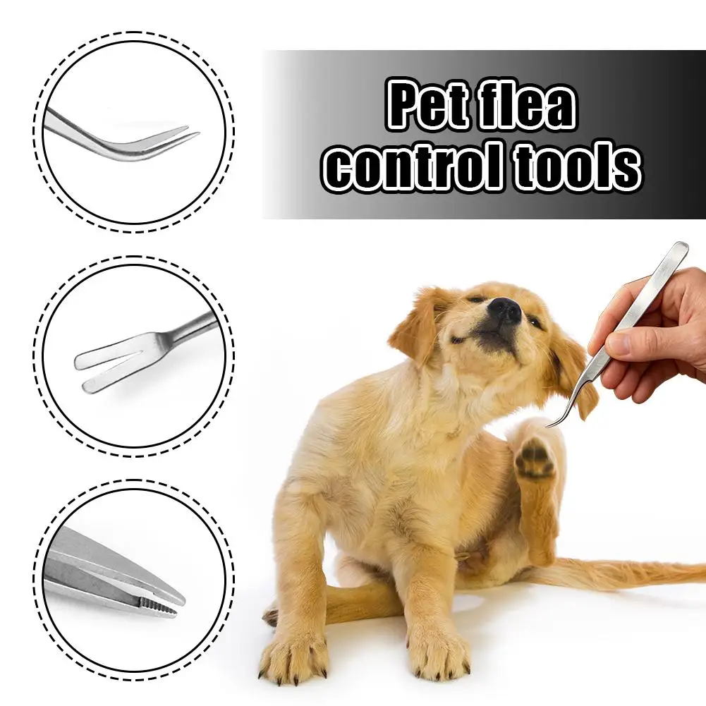 1 Set tragbares Zecken- und Flohentfernungswerkzeug mit Gabel und Pinzette, professioneller Zeckenextraktor aus Edelstahl für Menschen, Hunde und Katzen – Detail 10