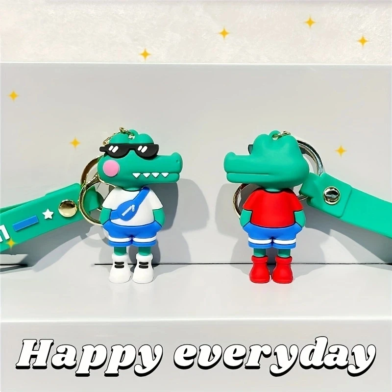 1pc Cute Crocodile Keychain Cartoon Animal Doll Car Key Ring Backpack Pendent Accessories Birthday Present Party Gifts