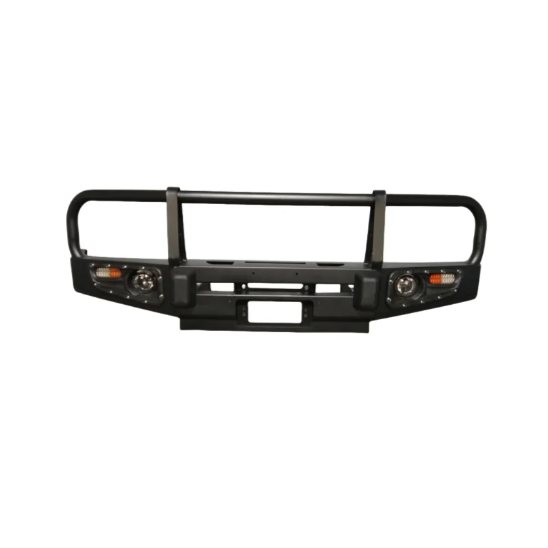 Steel Front Bumper With Bull Bar, Tow Hook Cut-Outs, Bolt-On For Nissan Patrol Y60, High Quality, Brand New.