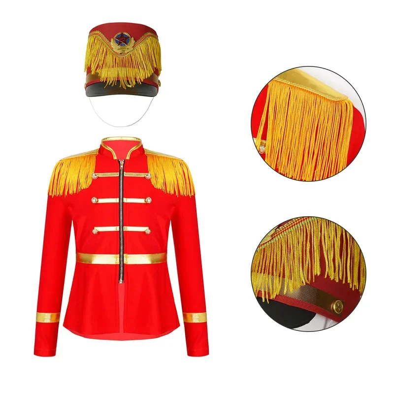 Anak-anak gadis Halloween Drum kostum utama Marching Band seragam Royal penjaga Parade jaket dengan topi pesta karnaval gaun mewah