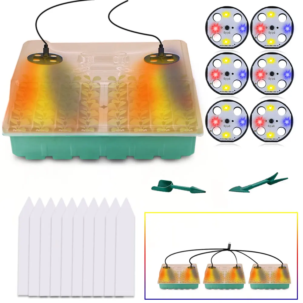 

Стартовый поднос для семян 48 ячеек с 2 светодиодный ными светильниками