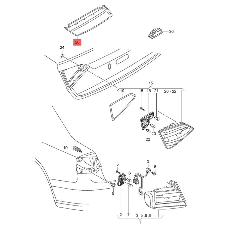 

Car 3RD Third Brake Stop Light 8K5945097 For A4 4 Quattro S4 B8 2009-2015 Rear High Third Brake Signal LED Lamp Car Parts