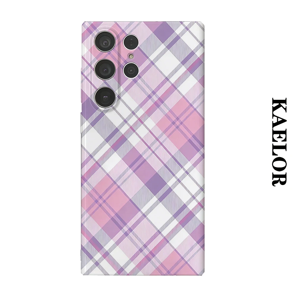 Pastel Argyle Durable Shiny Double-layer Case for Samsung S26 Ultra S25 S24 S23 Plus Anti-drop Scratch Resistant Cover