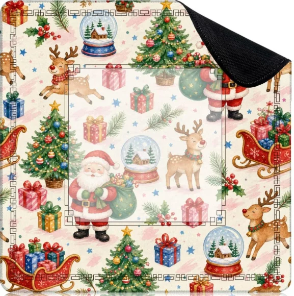 3mm Neoprene Game Table Mat Santa Reindeer Gift Box Christmas Tree 31.5