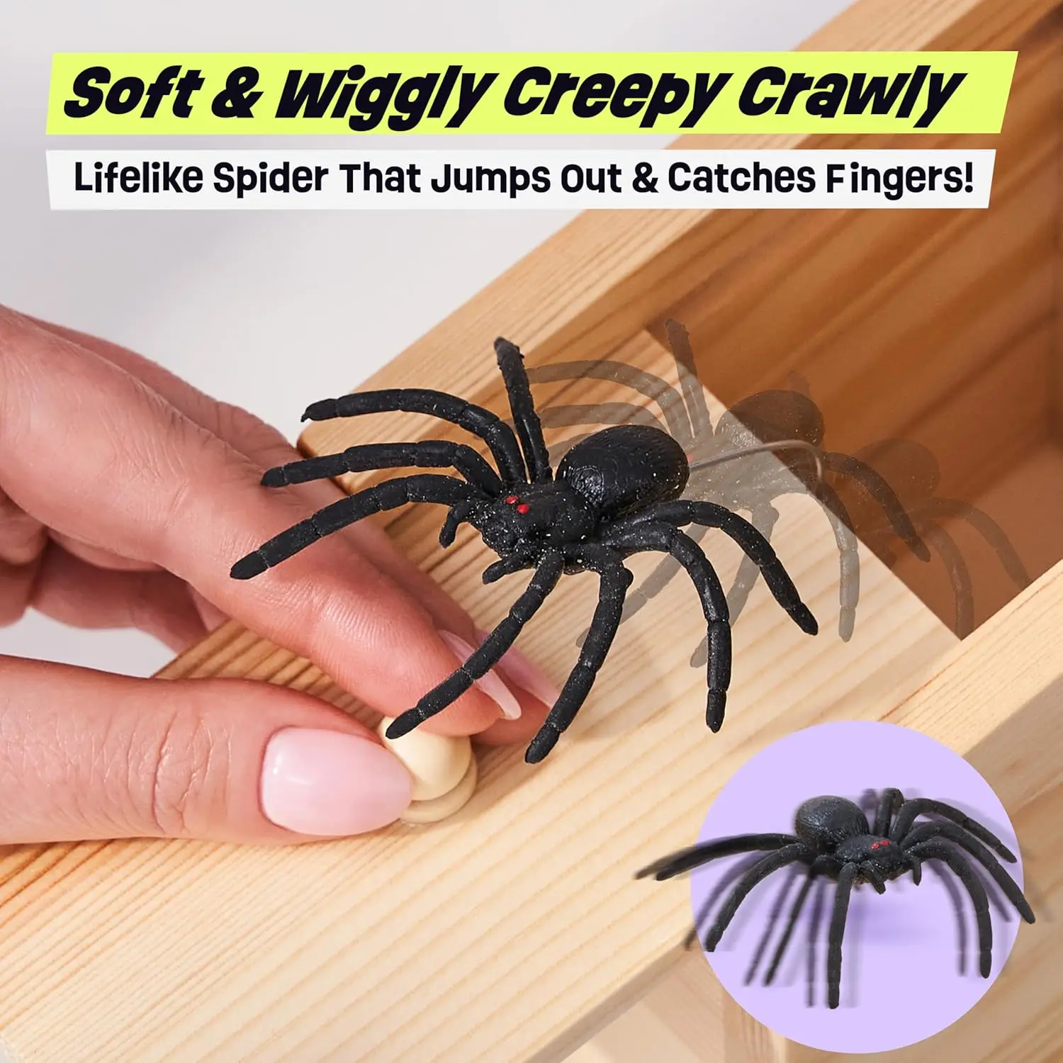 Trick Spider Lustige Scare Box Holz Versteckte Box Qualität Streich Holz Scare Box Spaß Spiel Streich Trick Freund Büro Spielzeug