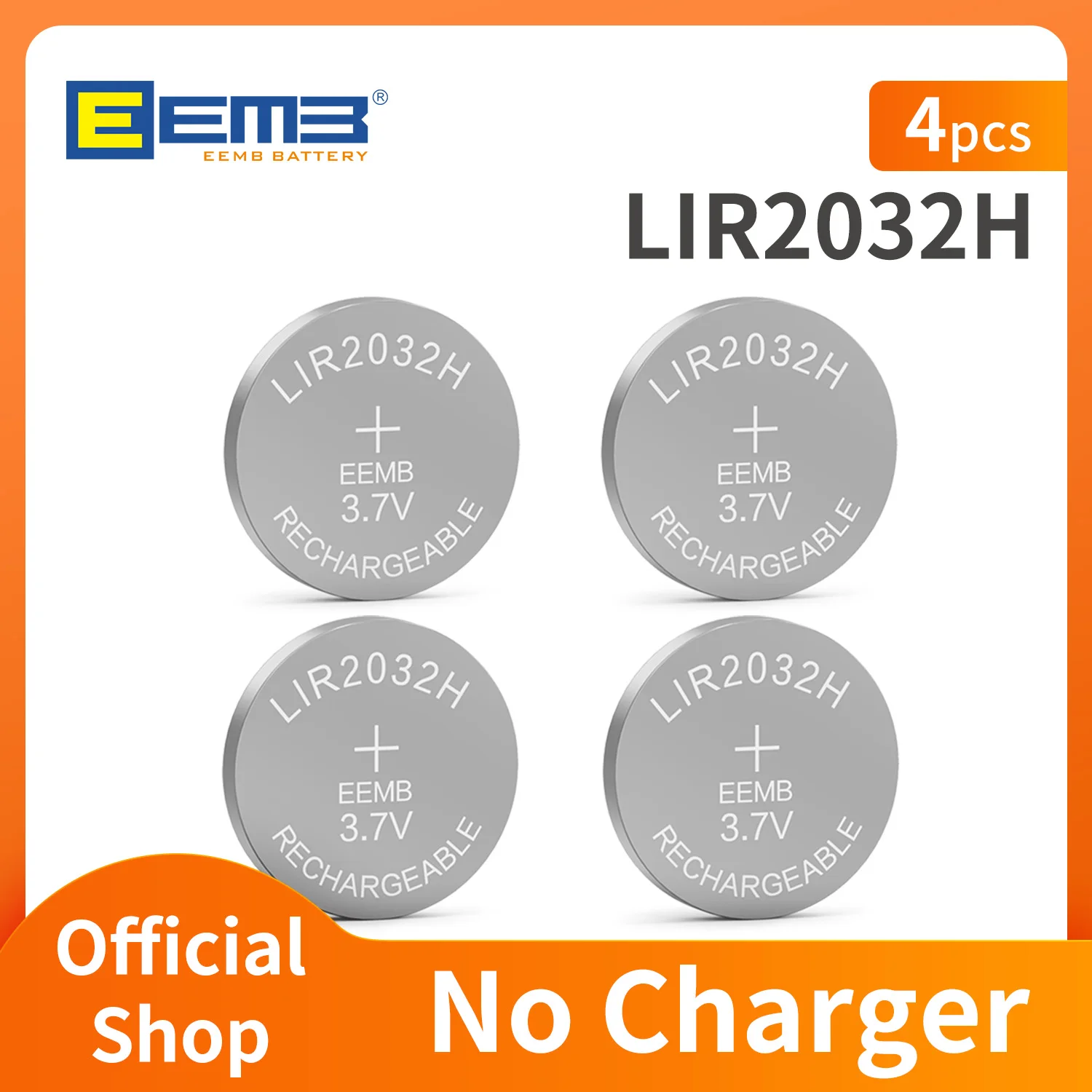 LIR2032H High Capacity Battery with Charger Kit Rechargeable LIR2032H Battery for Key Fobs, Remote Control,Motherboards,Sensors