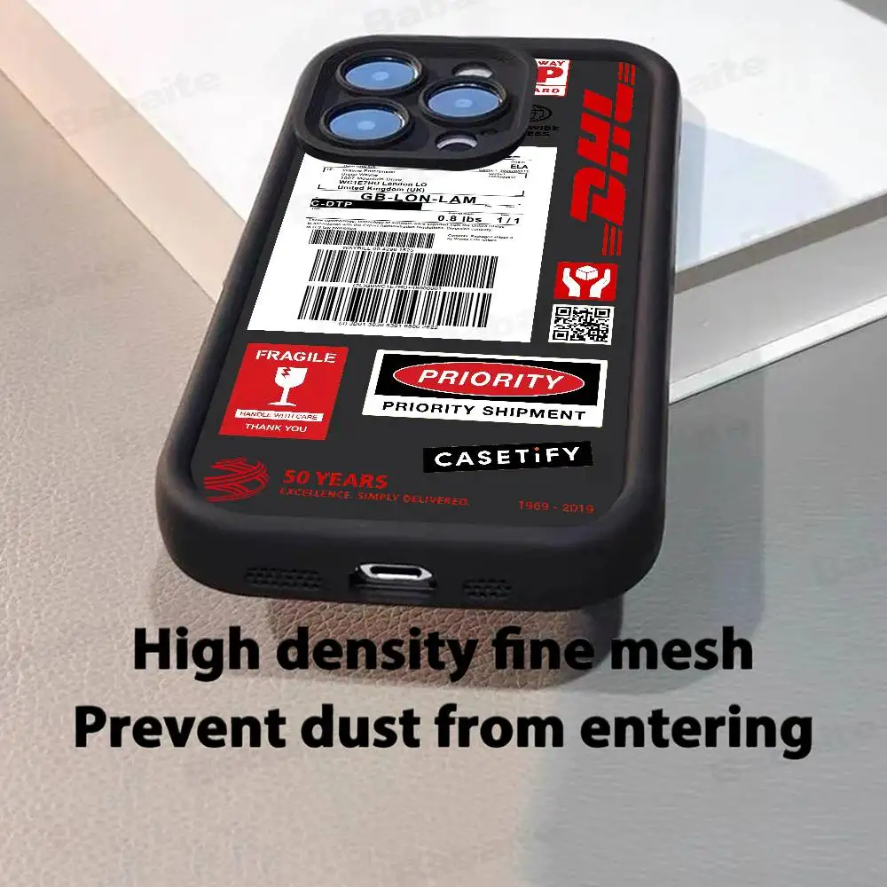 حار الاتجاه الباركود التسمية D-DHL جراب هاتف آيفون 17 16 15 14 13 12 11 برو ماكس زائد الأسود التغطية الكاملة غطاء مقاوم للصدمات من البولي يوريثان