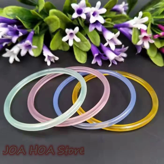 Multicolor Round Bar Exquisite Natural Thin Bracelet Handcarved Agate Handring Women Jadeite Jade Bangles High Quality Jewelry