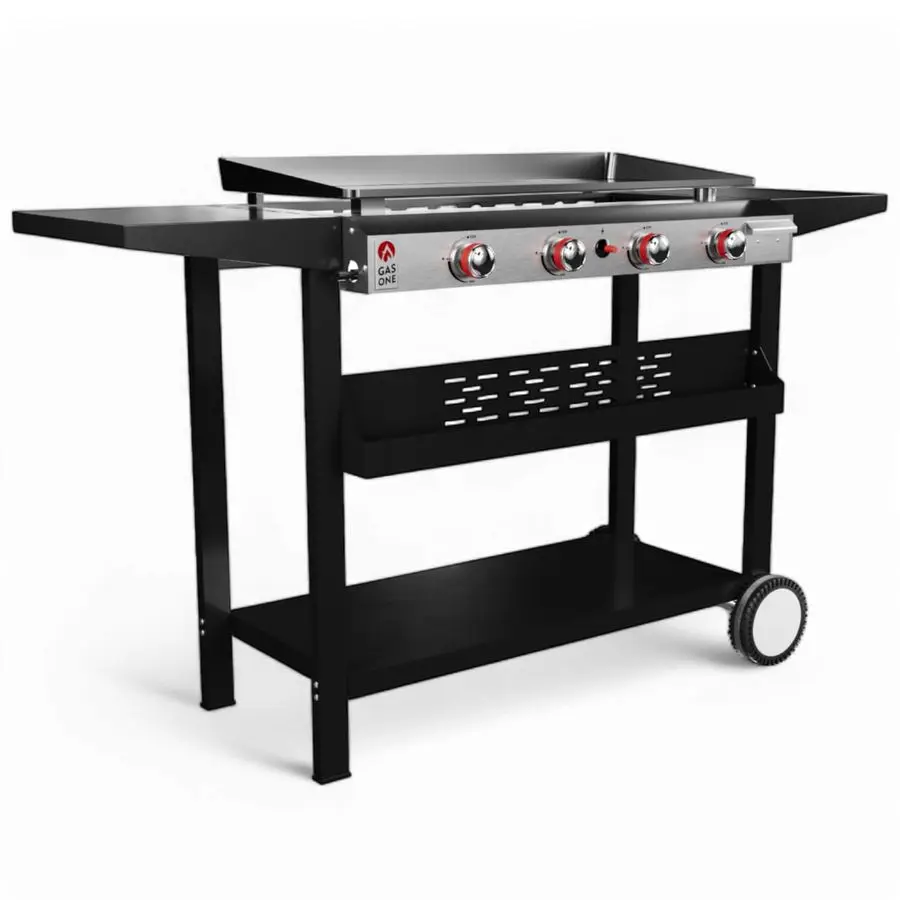 

Flat Top Grill With 4 Burners Premium Propane Outdoor Grill Cart Stainless Steel Auto Ignition Camping Griddle Easy Cleaning Coo