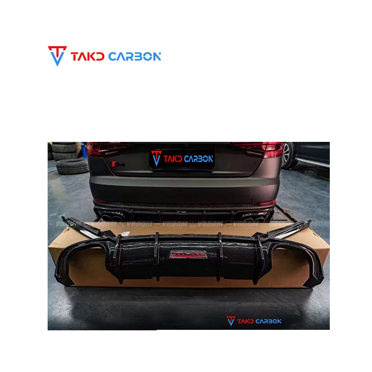 TAKD Carbon Real Car Data Development universal rear spoilers Dry Carbon Fiber Rear Bumper Lip For A4,S4 B9