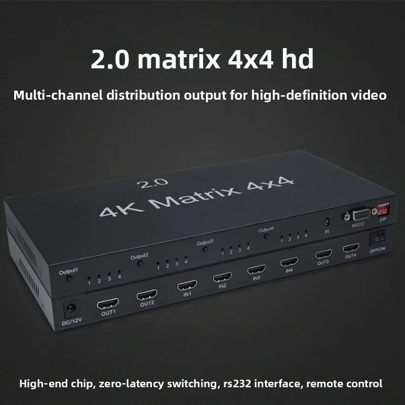 4K 60Hz True HD Matrix 4x4 4 Inputs and 4 Outputs Vs HD 2.0 Matrix 4x2 Switch Splitter Video Converter with RS232 / EDID