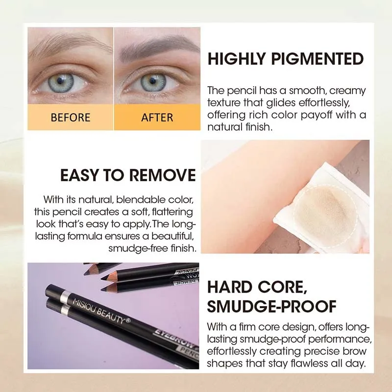 2 色の木製アイブロウペンシル & アイライナー防水汚れ防止ハードチップメイクアップペンシル眉毛エンハンサー目ナチュラルルック