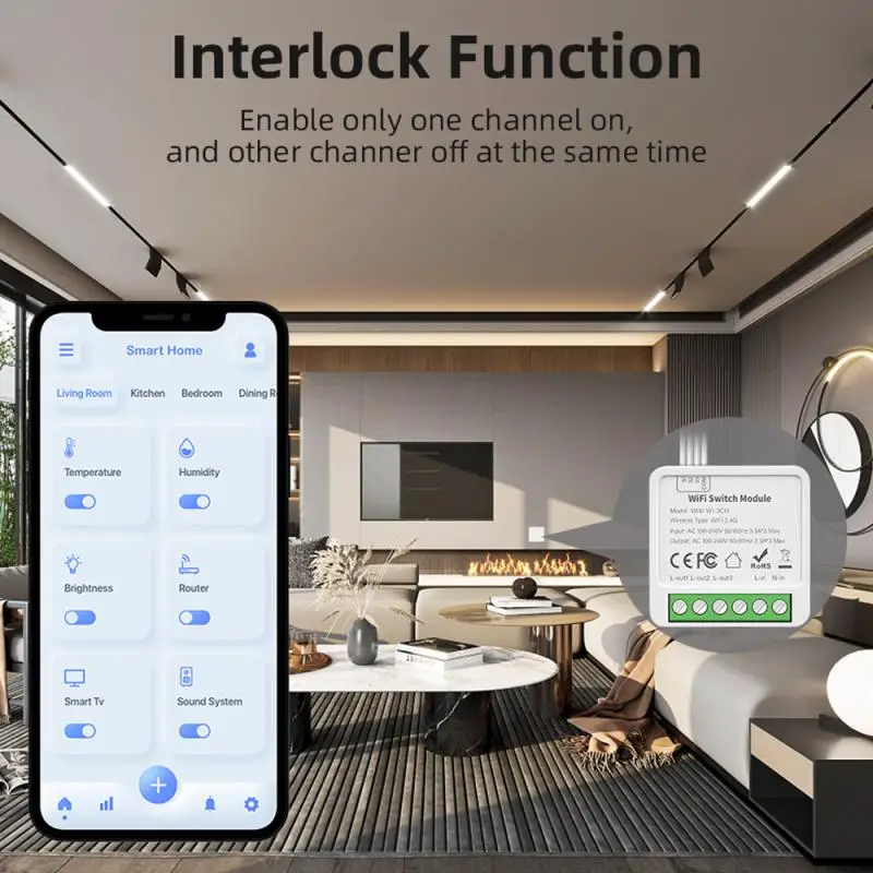 Interruptor inteligente con WiFi, módulo de automatización de 2 vías, Control por voz con Alexa, Google Home, Yandex, Alice, Tuya, 1/2/3/4 Gang