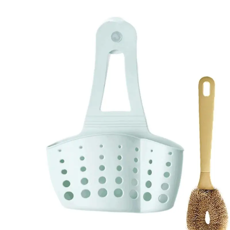 Kitchen Sink Basket Hangable Countertops Strainer Wash Basin Storage Colander TPR Sink Organizer Suction Cup Storage Basket