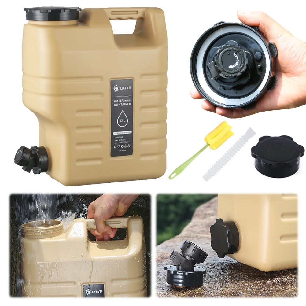 12L Water Storage Container with Faucet Drinking Water Bucket Large Capacity Water Container Jug for Vehicle Car Camping