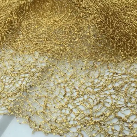 Gold Silver Black Show Performance Coat Dress Material Sequin Diy Decorate Cobweb Style Hollow Fabric