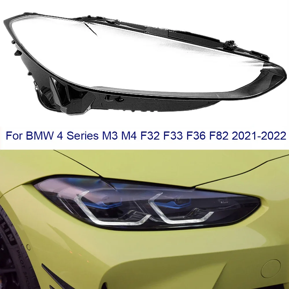 

HTTCY For BMW 4 Series M4 F32 F33 F36 G82 2020-2022 front Car Headlight Cover Lens Shell Lampcover Lampshade Headlamp