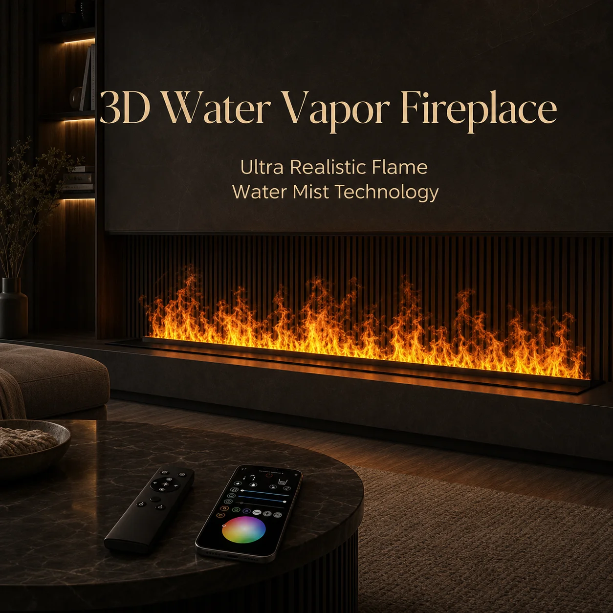 Color-Changing Steam Fireplace Insert Decorative Electric Fireplace with 3D Flame Projection for Smart Interior Ambience