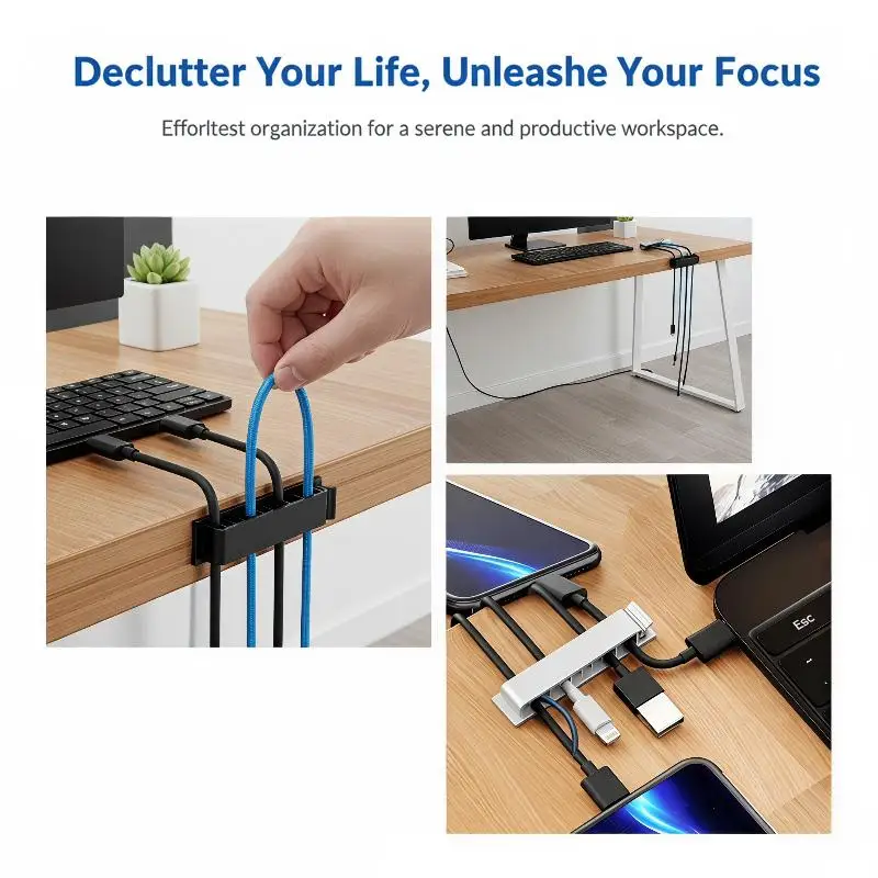 Flexible Silicone Cable Organizer Clips Cord Management Wire Holder For Earphone Mouse Keyboard USB Cables