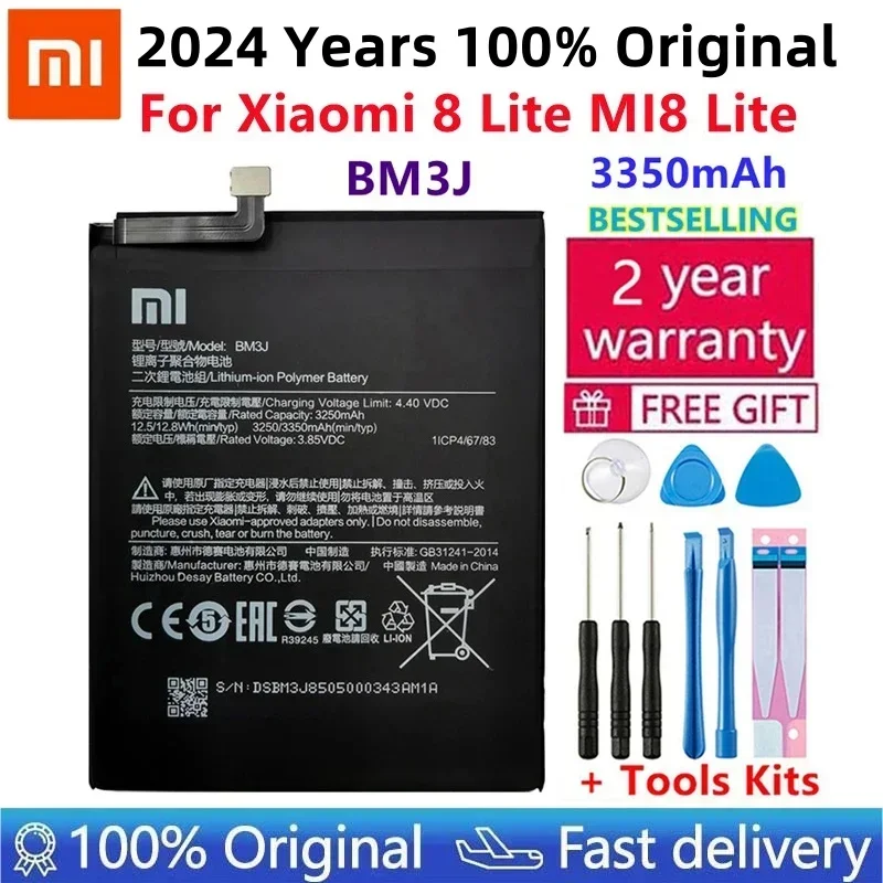 

2024 Years Orginal Phone Battery BM3J For Xiaomi 8 Lite MI8 Lite High Capacity Polymer Replacement Battery 3350mAh Fast Shipping