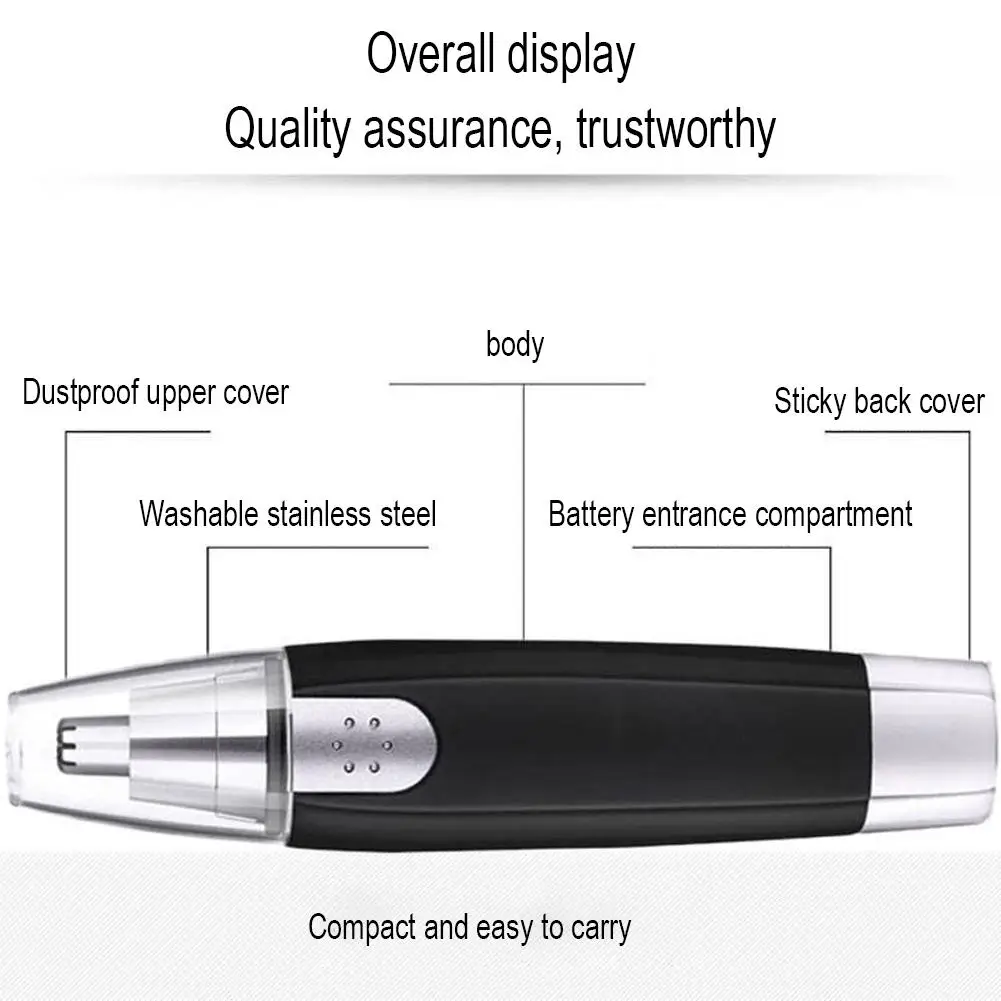 Black Electric Nose Hair Trimmer For Men And Women Available With Low Noise High Torque High Speed Motor Washable Nasal Hair