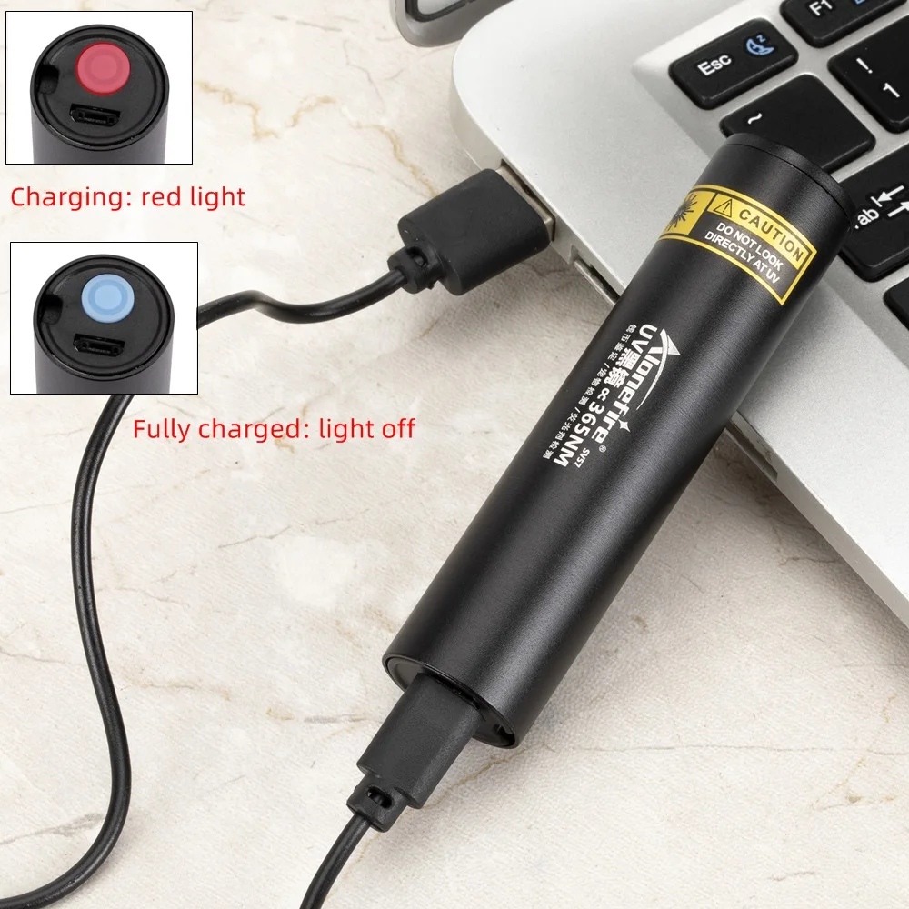 Linterna UV 365nm recargable USB – Detección orina y billetes falsos - imagen 3