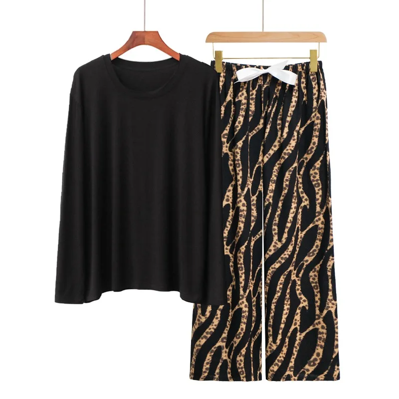 Lady's Loungewear Lightweight Modal Viscose Blend Long Sleeve Pajama Sets Plus Size Relaxed Homewear 2pcs Suits Casual Outwear