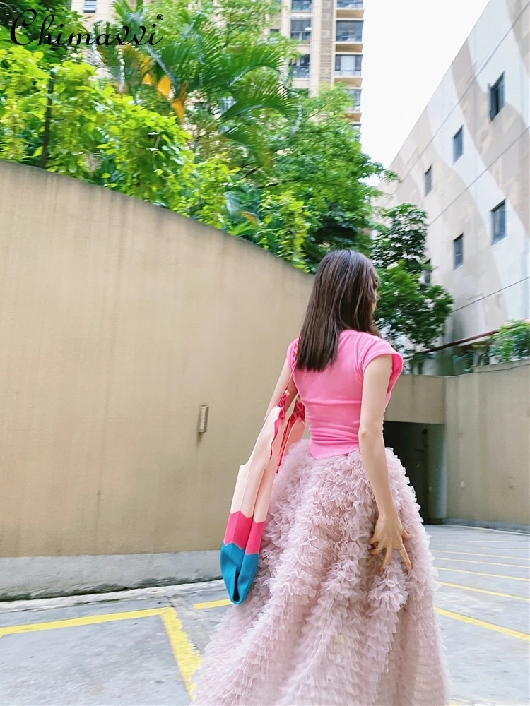 Japanese Style Dream Layered Ruffled Gauze Skirt Sweet Girl Elastic Waist Temperament Multi-Layer Cake Skirt Princess Pettiskirt