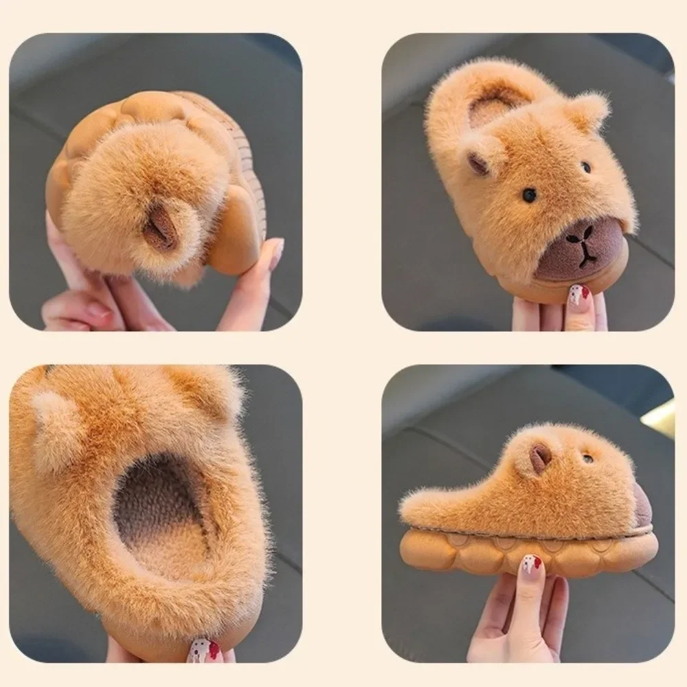 شباشب كابيبارا اللطيفة للأطفال تحافظ على الدفء، أحذية أرضية مريحة، شباشب منزلية للشتاء #5