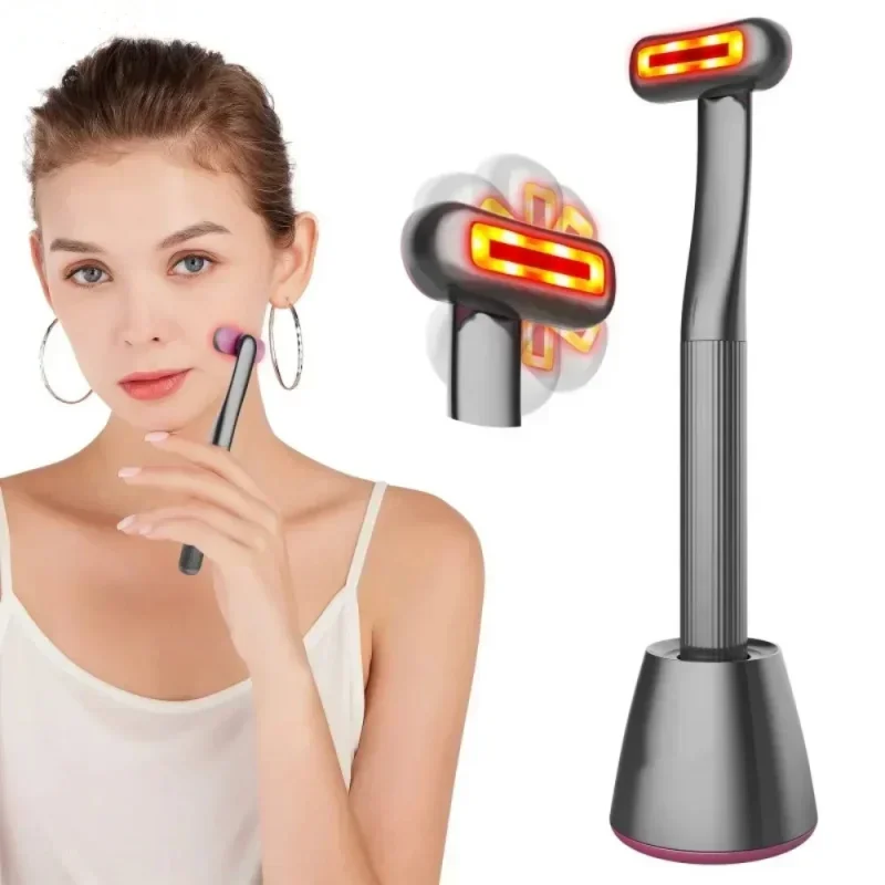 

Face Skin Care EMS Microcurrent LED Eye Massager Wand Heating Vibration Anti Aging Wrinkle Frequency Face And Eye Massage Stick